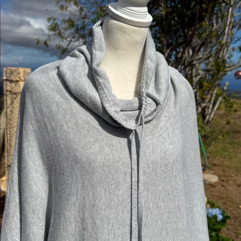 Pure J Jill Gray Poncho Sweater organic cotton  cashmere Draped neck large - Picture 2 of 5